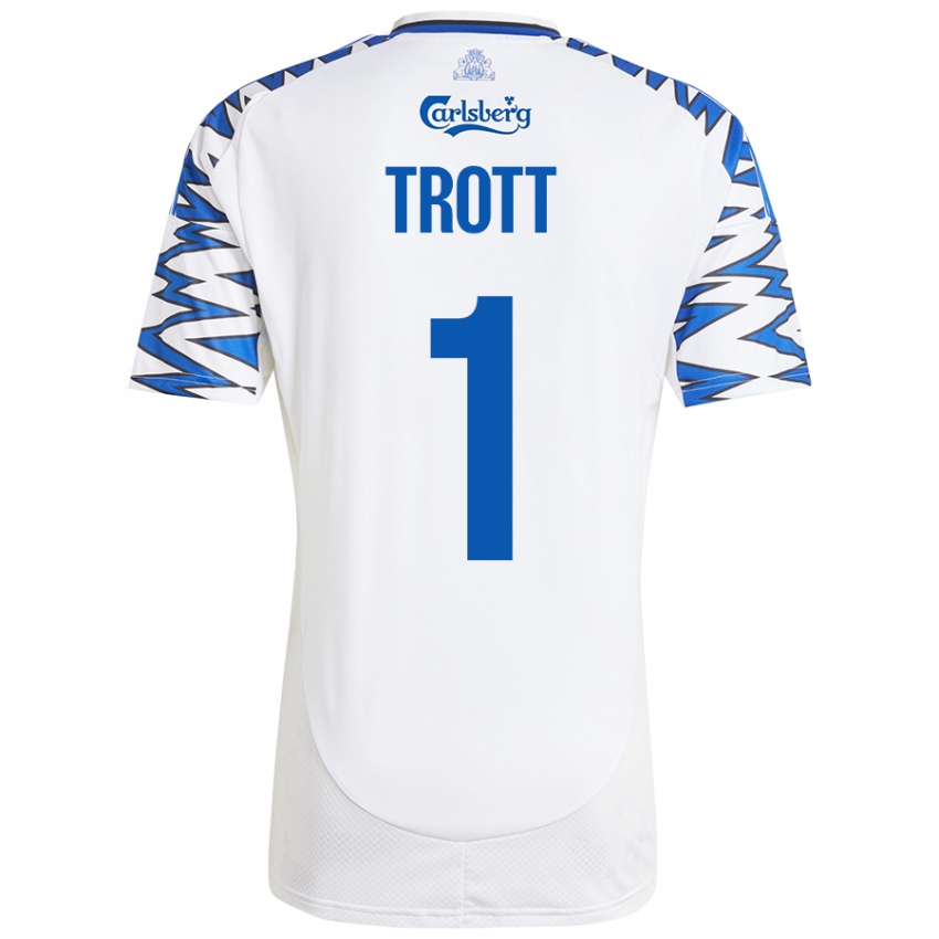 Niño Camiseta Nathan Trott #1 Blanco Azul Cielo 1ª Equipación 2024/25 La Camisa Argentina