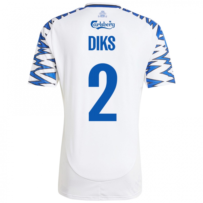 Niño Camiseta Kevin Diks #2 Blanco Azul Cielo 1ª Equipación 2024/25 La Camisa Argentina