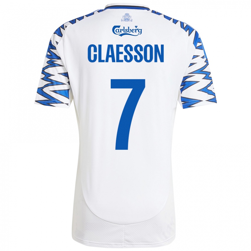 Niño Camiseta Viktor Claesson #7 Blanco Azul Cielo 1ª Equipación 2024/25 La Camisa Argentina