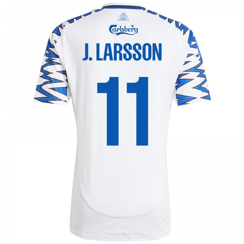 Niño Camiseta Jordan Larsson #11 Blanco Azul Cielo 1ª Equipación 2024/25 La Camisa Argentina