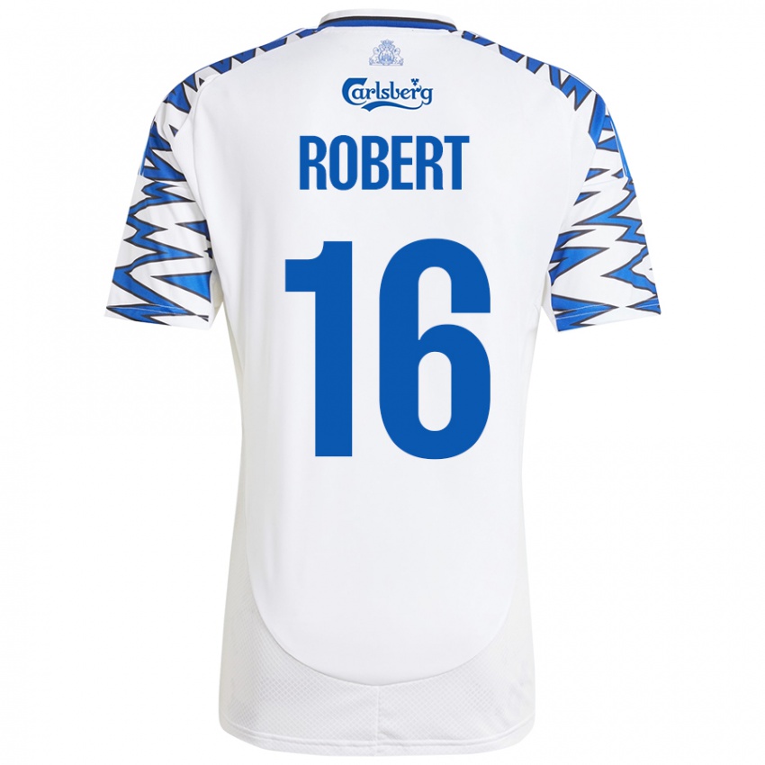 Niño Camiseta Robert #16 Blanco Azul Cielo 1ª Equipación 2024/25 La Camisa Argentina