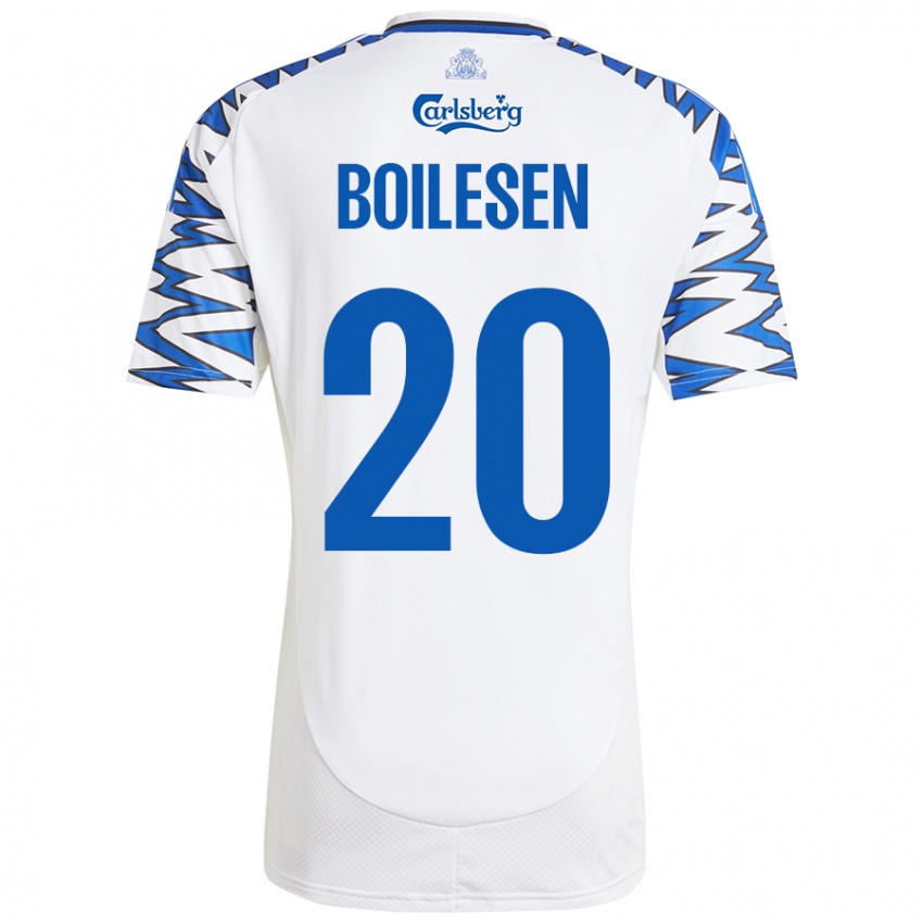 Niño Camiseta Nicolai Boilesen #20 Blanco Azul Cielo 1ª Equipación 2024/25 La Camisa Argentina