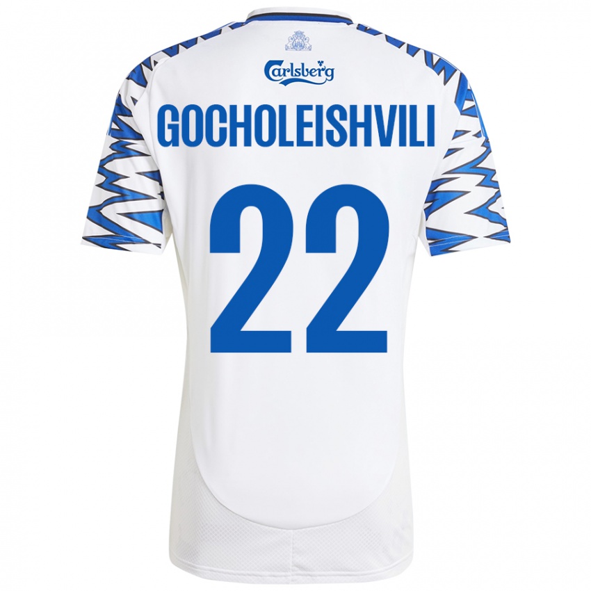 Niño Camiseta Giorgi Gocholeishvili #22 Blanco Azul Cielo 1ª Equipación 2024/25 La Camisa Argentina