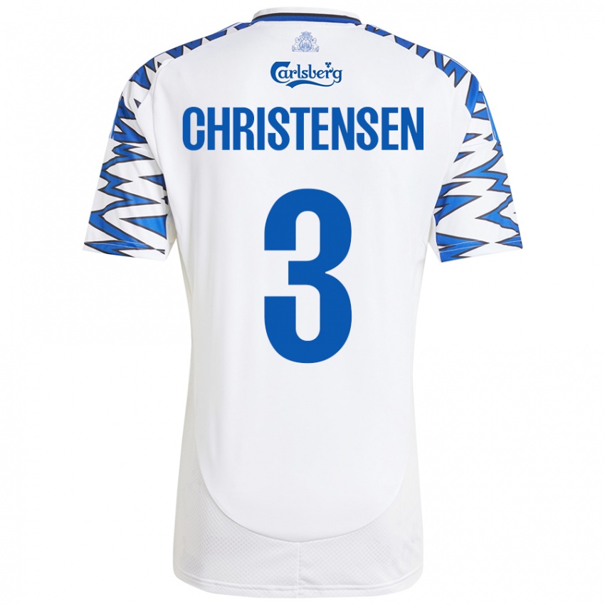 Niño Camiseta Sebastian Christensen #3 Blanco Azul Cielo 1ª Equipación 2024/25 La Camisa Argentina