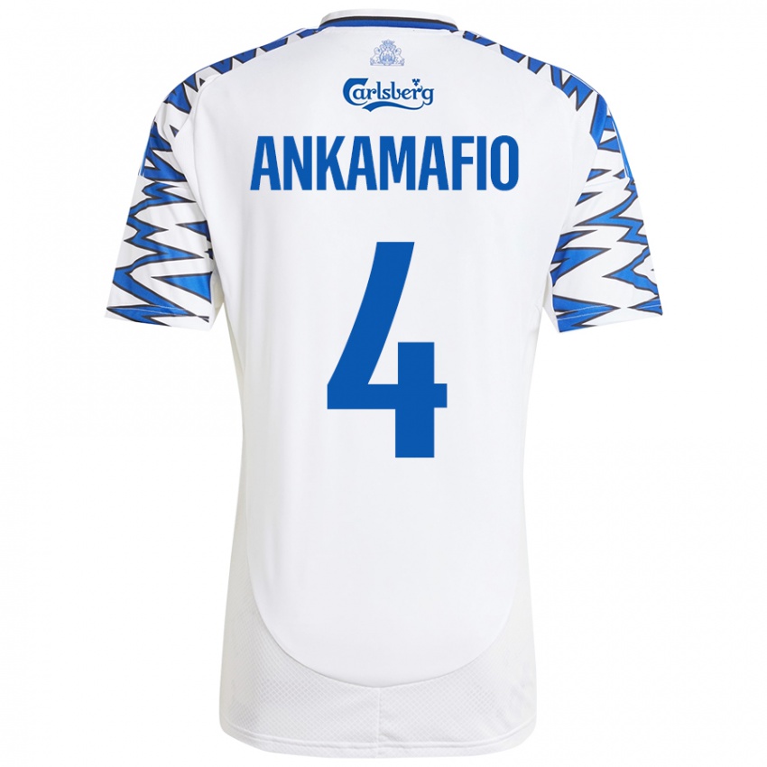 Niño Camiseta Graham Ankamafio #4 Blanco Azul Cielo 1ª Equipación 2024/25 La Camisa Argentina