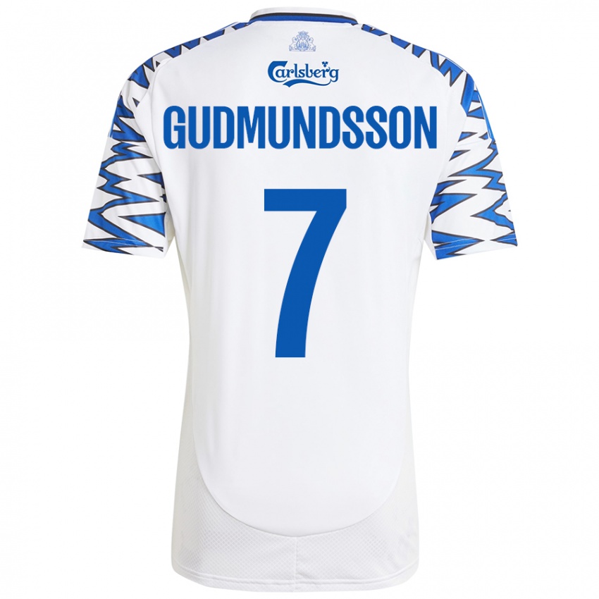 Niño Camiseta Galdur Gudmundsson #7 Blanco Azul Cielo 1ª Equipación 2024/25 La Camisa Argentina