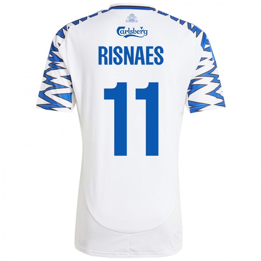 Niño Camiseta Roberto Risnaes #11 Blanco Azul Cielo 1ª Equipación 2024/25 La Camisa Argentina