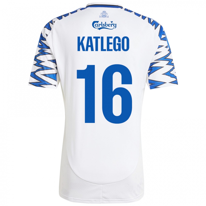 Niño Camiseta David Katlego #16 Blanco Azul Cielo 1ª Equipación 2024/25 La Camisa Argentina