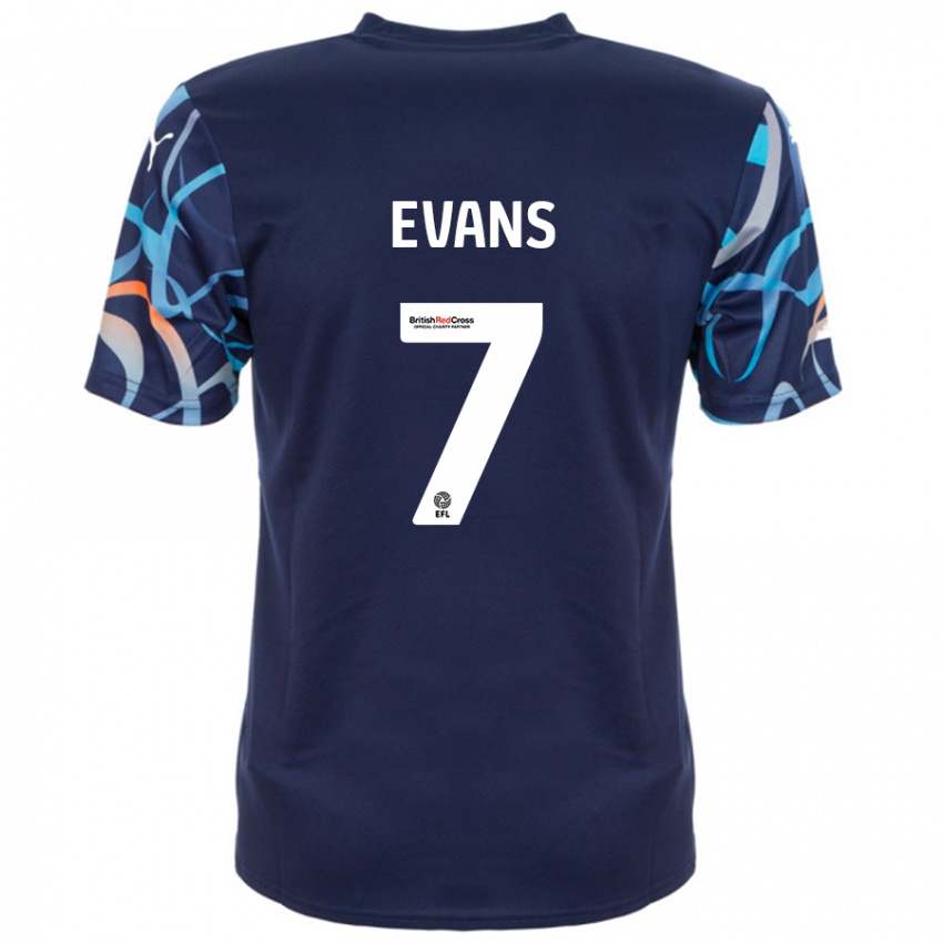 Niño Camiseta Lee Evans #7 Azul Marino 2ª Equipación 2024/25 La Camisa Argentina