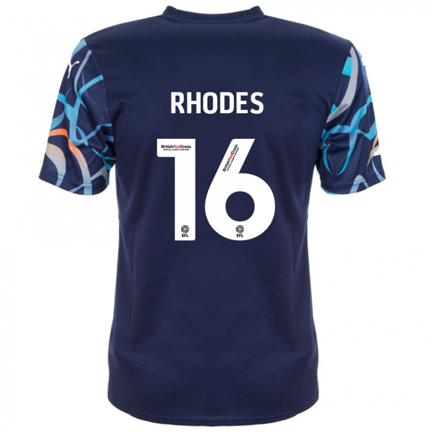 Niño Camiseta Jordan Rhodes #16 Azul Marino 2ª Equipación 2024/25 La Camisa Argentina