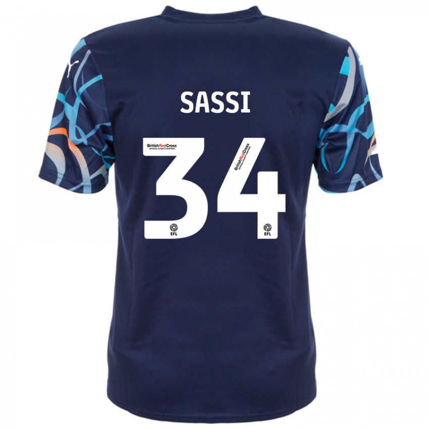 Niño Camiseta Dan Sassi #34 Azul Marino 2ª Equipación 2024/25 La Camisa Argentina