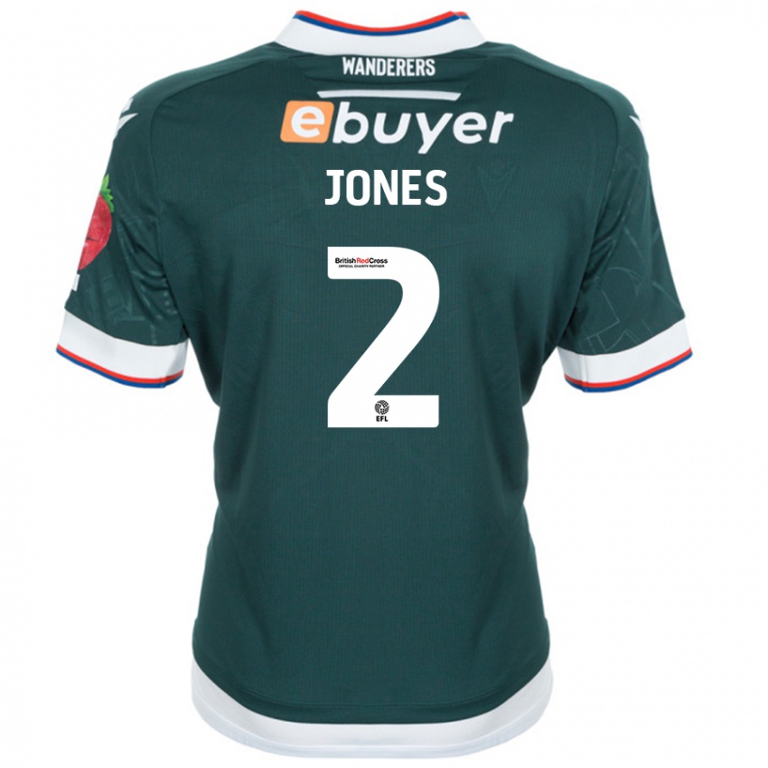 Niño Camiseta Gethin Jones #2 Verde Oscuro 2ª Equipación 2024/25 La Camisa Argentina