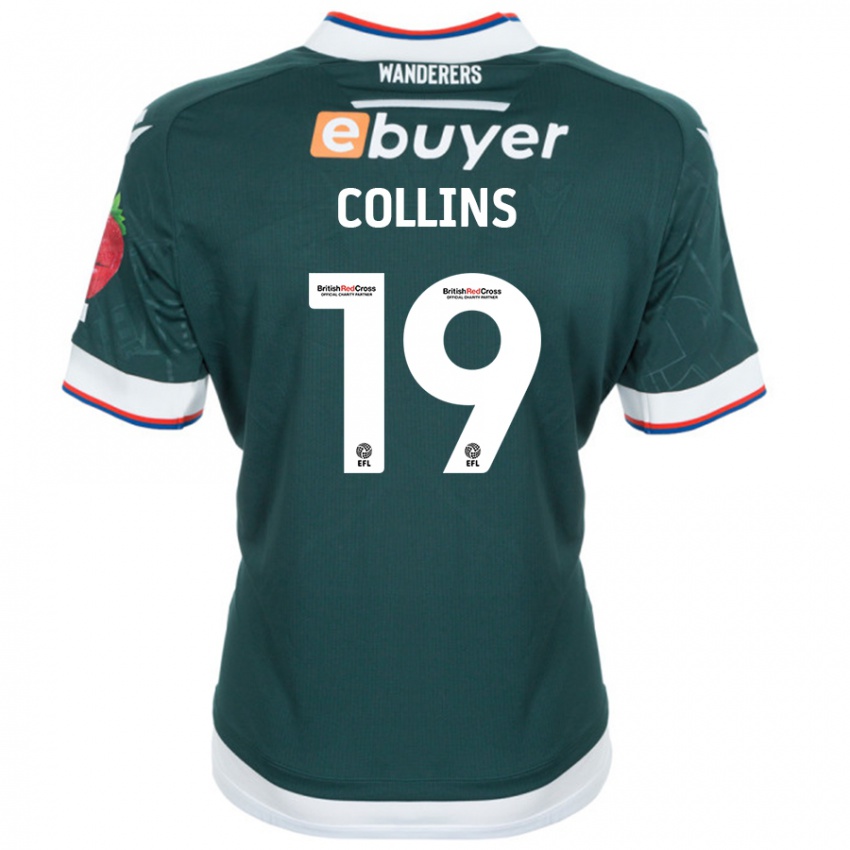 Niño Camiseta Aaron Collins #19 Verde Oscuro 2ª Equipación 2024/25 La Camisa Argentina