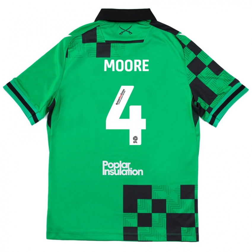 Niño Camiseta Taylor Moore #4 Verde Negro 2ª Equipación 2024/25 La Camisa Argentina