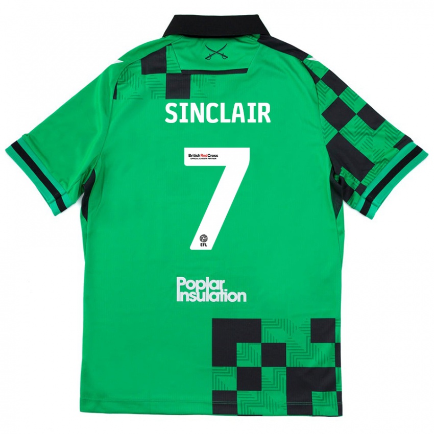 Niño Camiseta Scott Sinclair #7 Verde Negro 2ª Equipación 2024/25 La Camisa Argentina