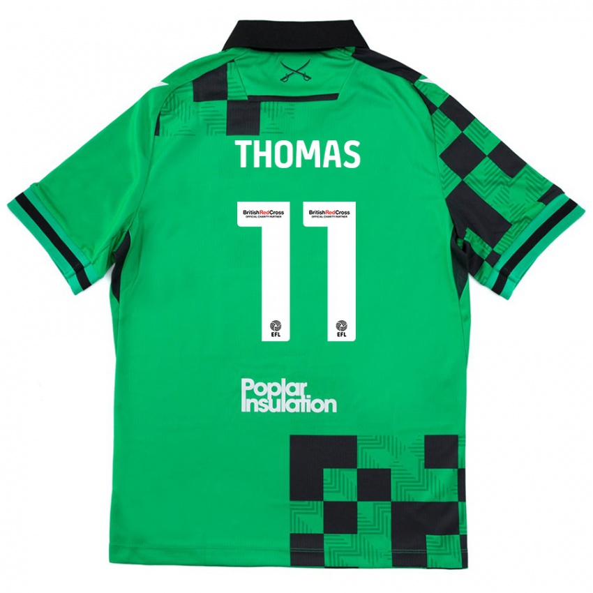 Niño Camiseta Luke Thomas #11 Verde Negro 2ª Equipación 2024/25 La Camisa Argentina