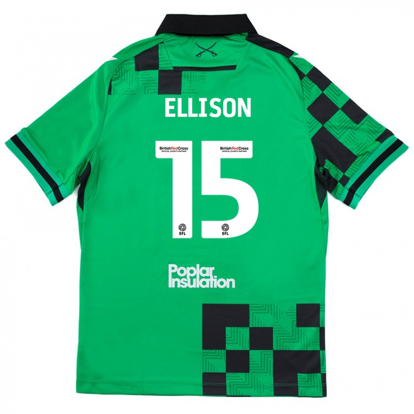 Niño Camiseta Dan Ellison #15 Verde Negro 2ª Equipación 2024/25 La Camisa Argentina