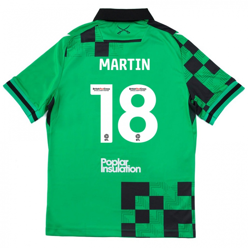 Niño Camiseta Chris Martin #18 Verde Negro 2ª Equipación 2024/25 La Camisa Argentina