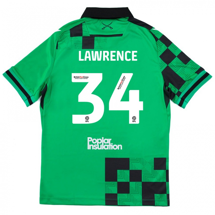 Niño Camiseta Jerry Lawrence #34 Verde Negro 2ª Equipación 2024/25 La Camisa Argentina