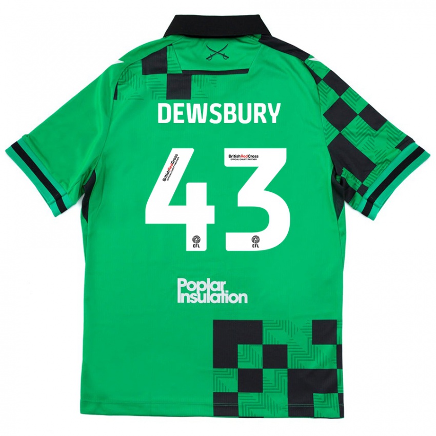 Niño Camiseta Ollie Dewsbury #43 Verde Negro 2ª Equipación 2024/25 La Camisa Argentina