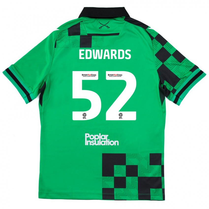 Niño Camiseta Max Edwards #52 Verde Negro 2ª Equipación 2024/25 La Camisa Argentina