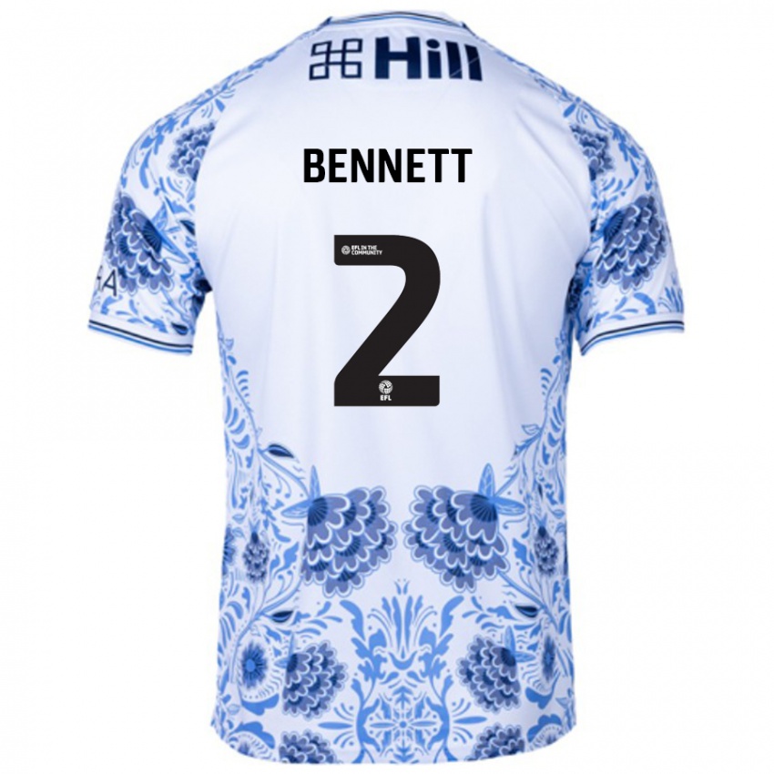 Niño Camiseta Liam Bennett #2 Blanco Azul 2ª Equipación 2024/25 La Camisa Argentina