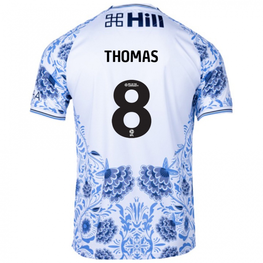 Niño Camiseta George Thomas #8 Blanco Azul 2ª Equipación 2024/25 La Camisa Argentina