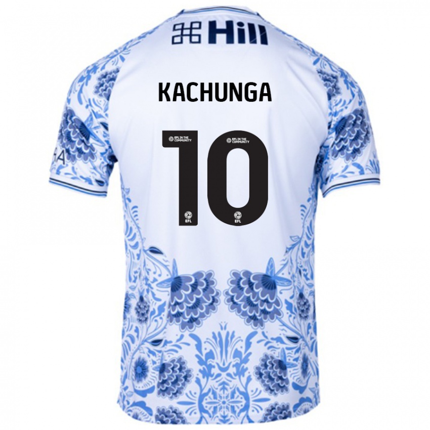 Niño Camiseta Elias Kachunga #10 Blanco Azul 2ª Equipación 2024/25 La Camisa Argentina