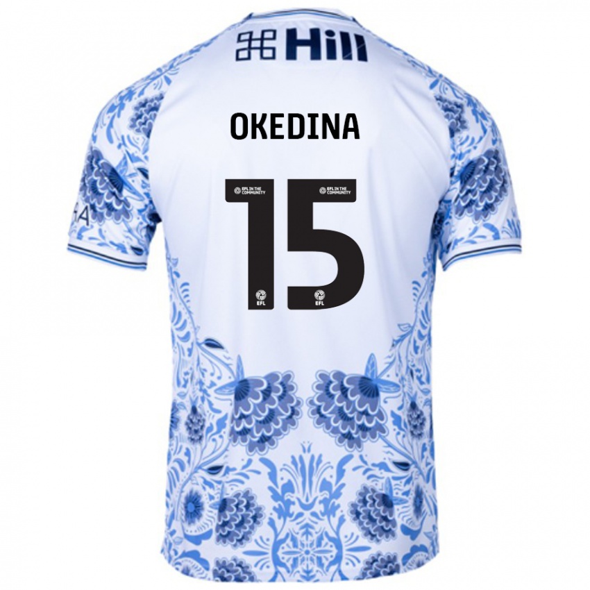 Niño Camiseta Jubril Okedina #15 Blanco Azul 2ª Equipación 2024/25 La Camisa Argentina