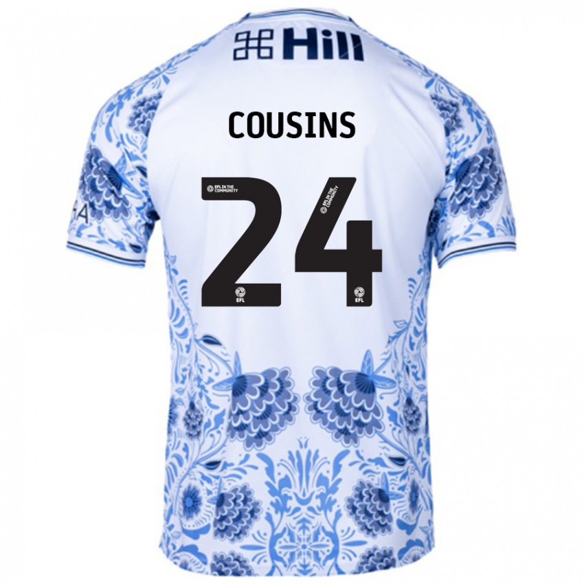 Niño Camiseta Jordan Cousins #24 Blanco Azul 2ª Equipación 2024/25 La Camisa Argentina