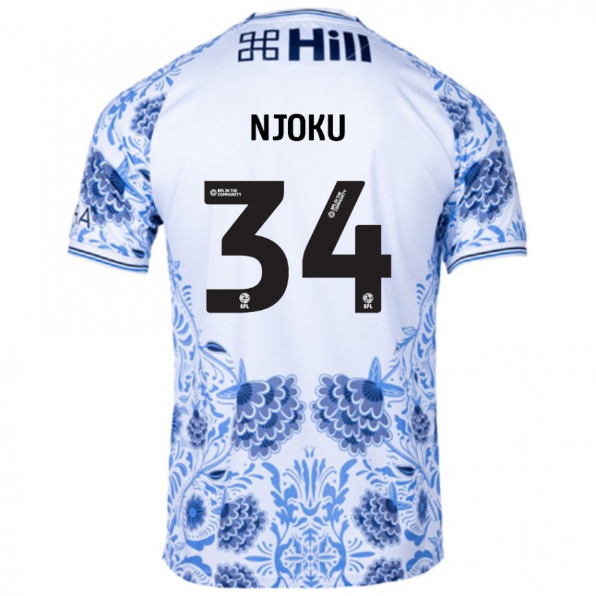 Niño Camiseta Brandon Njoku #34 Blanco Azul 2ª Equipación 2024/25 La Camisa Argentina