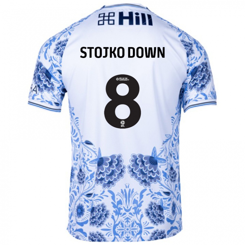 Niño Camiseta Alysha Stojko-Down #8 Blanco Azul 2ª Equipación 2024/25 La Camisa Argentina