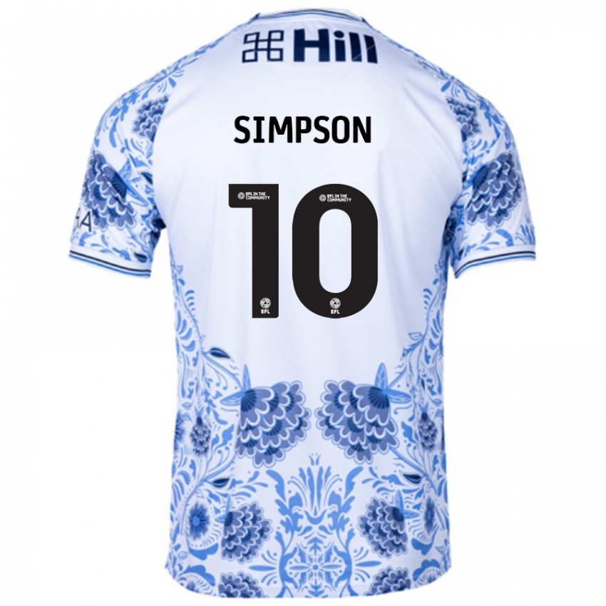 Niño Camiseta Harley-Jean Simpson #10 Blanco Azul 2ª Equipación 2024/25 La Camisa Argentina