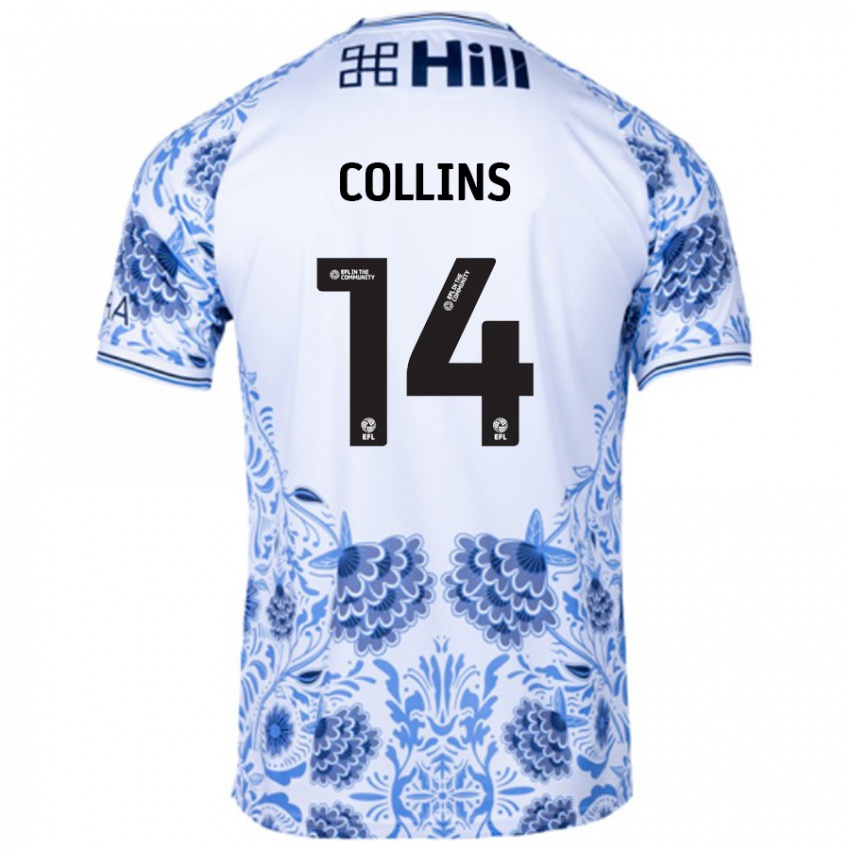 Niño Camiseta Natasha Collins #14 Blanco Azul 2ª Equipación 2024/25 La Camisa Argentina