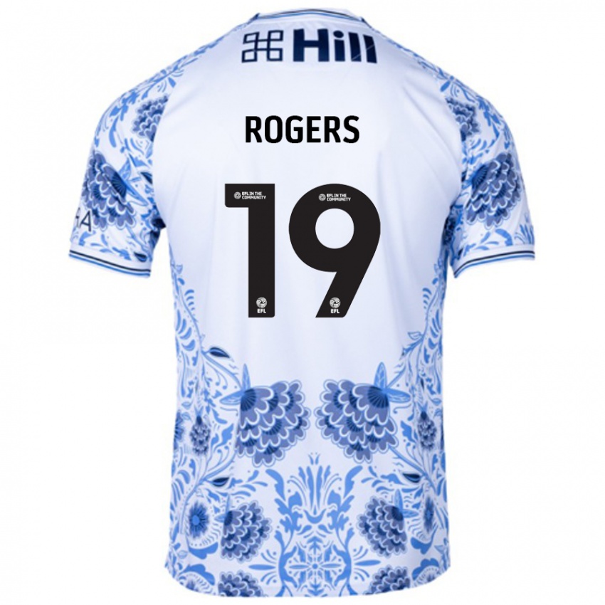 Niño Camiseta Beatrice Rogers #19 Blanco Azul 2ª Equipación 2024/25 La Camisa Argentina