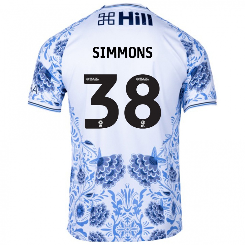 Niño Camiseta Bella Simmons #38 Blanco Azul 2ª Equipación 2024/25 La Camisa Argentina