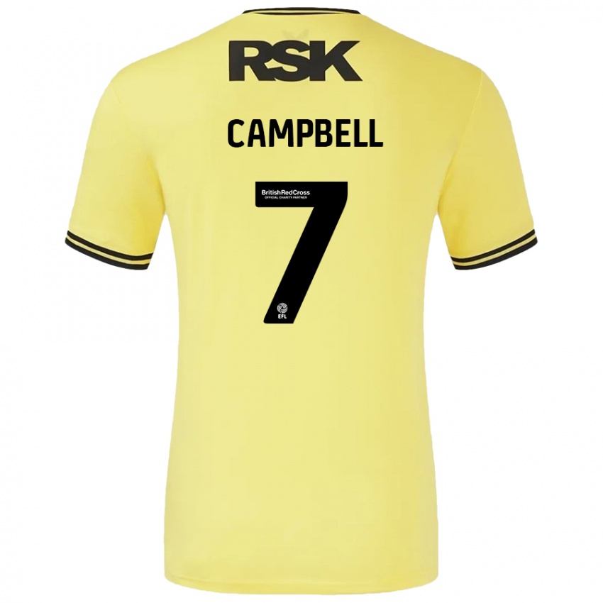 Niño Camiseta Tyreece Campbell #7 Amarillo Negro 2ª Equipación 2024/25 La Camisa Argentina