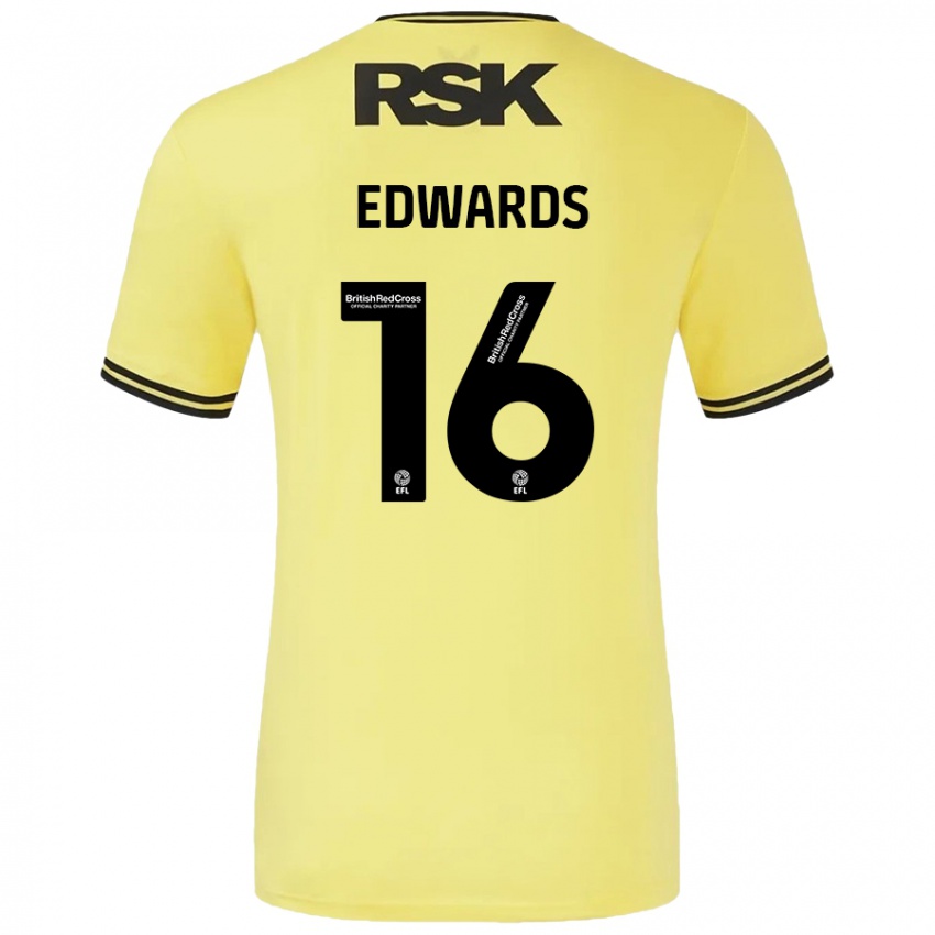 Niño Camiseta Josh Edwards #16 Amarillo Negro 2ª Equipación 2024/25 La Camisa Argentina