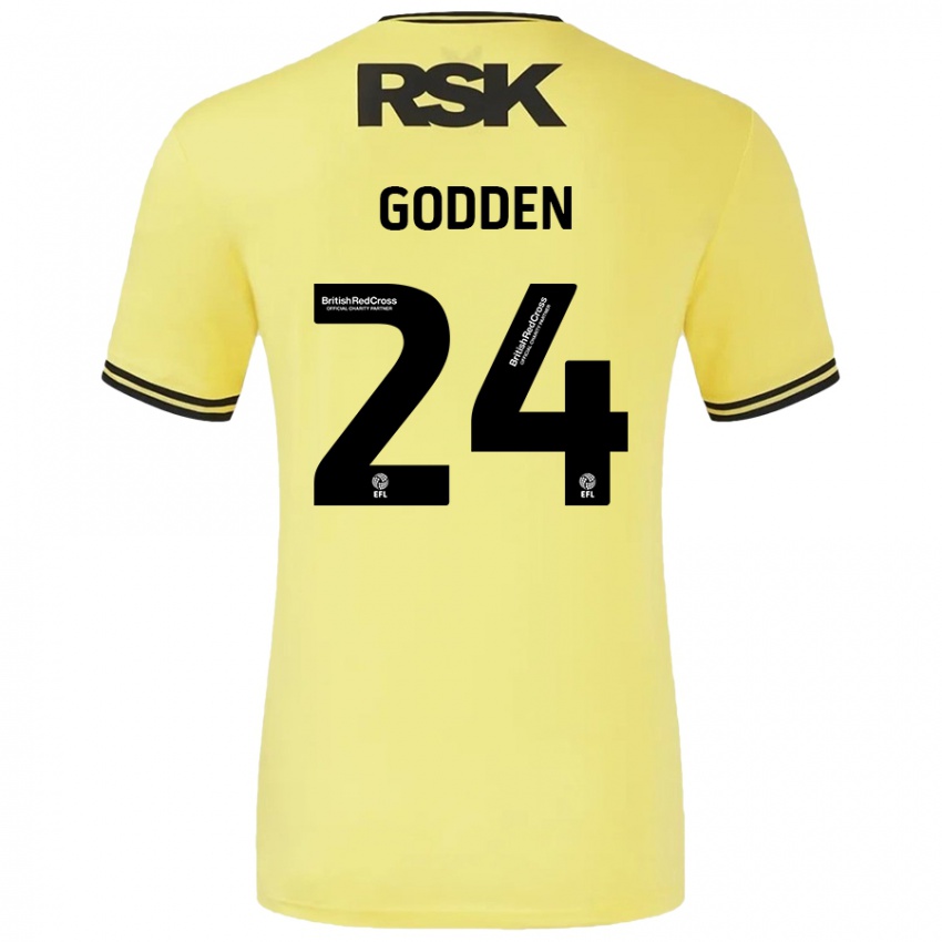 Niño Camiseta Matt Godden #24 Amarillo Negro 2ª Equipación 2024/25 La Camisa Argentina