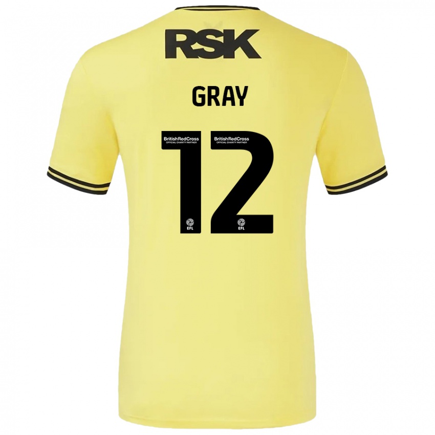 Niño Camiseta Jessica Gray #12 Amarillo Negro 2ª Equipación 2024/25 La Camisa Argentina