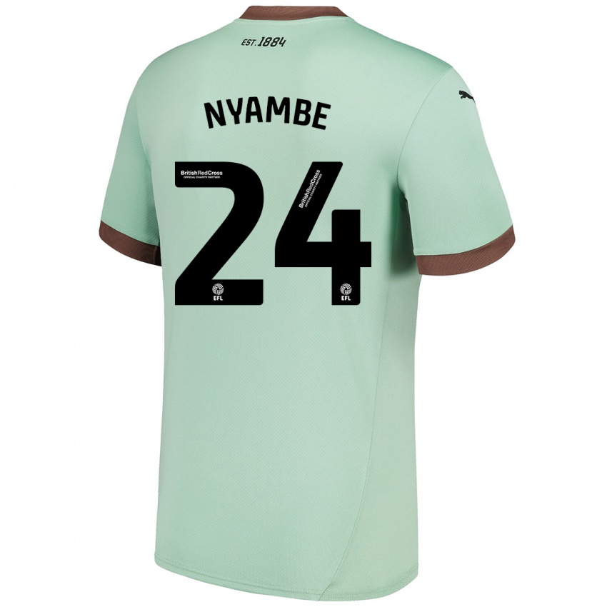 Niño Camiseta Ryan Nyambe #24 Verde Pálido 2ª Equipación 2024/25 La Camisa Argentina