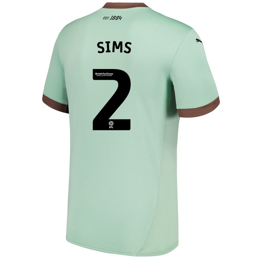 Niño Camiseta Amy Sims #2 Verde Pálido 2ª Equipación 2024/25 La Camisa Argentina