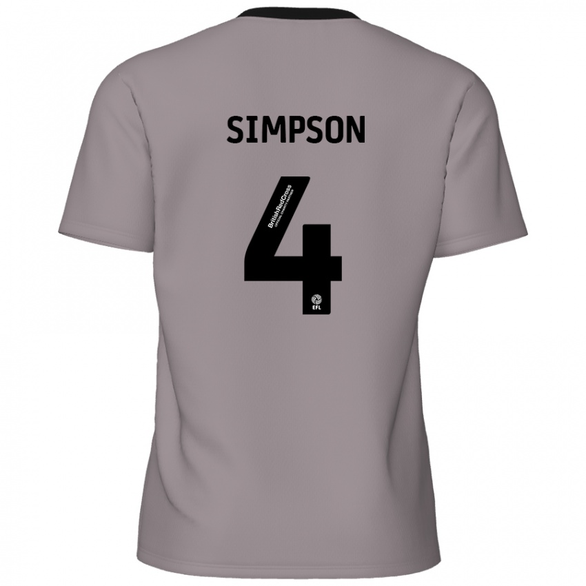 Niño Camiseta Jack Simpson #4 Gris 2ª Equipación 2024/25 La Camisa Argentina