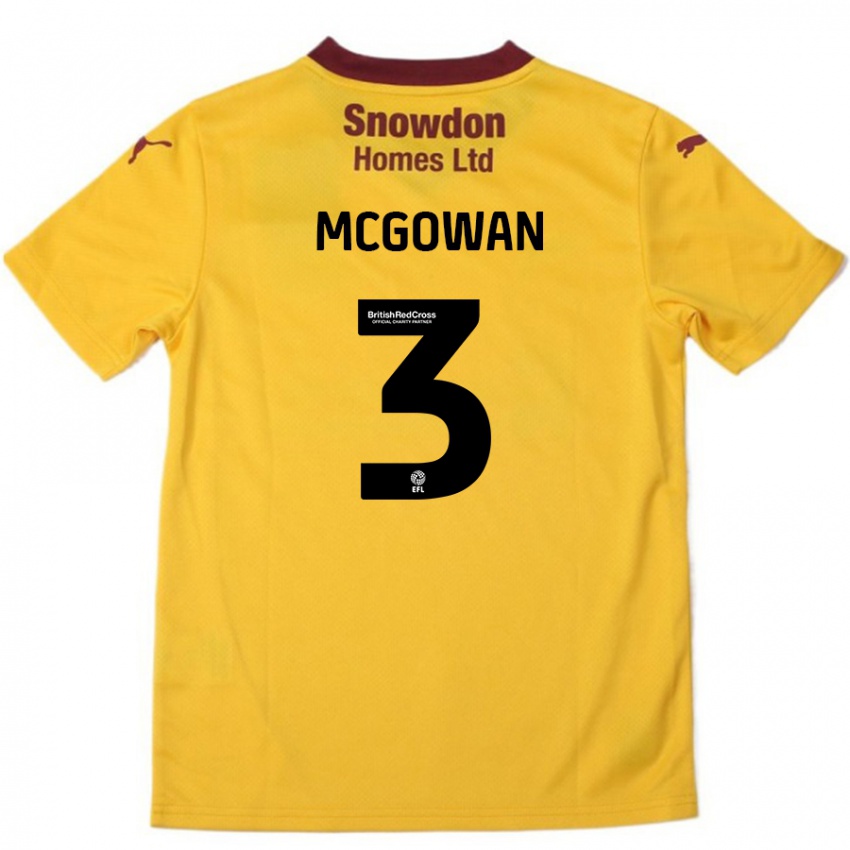 Niño Camiseta Aaron Mcgowan #3 Naranja Borgoña 2ª Equipación 2024/25 La Camisa Argentina