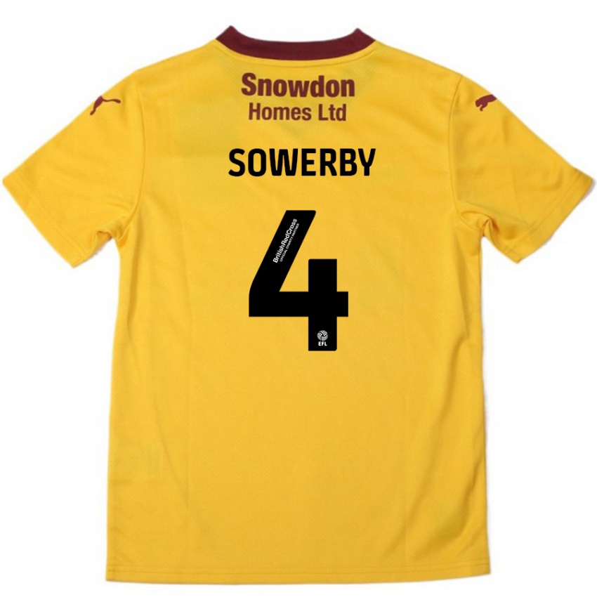 Niño Camiseta Jack Sowerby #4 Naranja Borgoña 2ª Equipación 2024/25 La Camisa Argentina