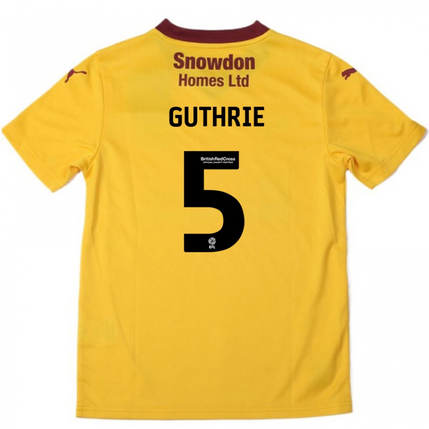 Niño Camiseta Jon Guthrie #5 Naranja Borgoña 2ª Equipación 2024/25 La Camisa Argentina