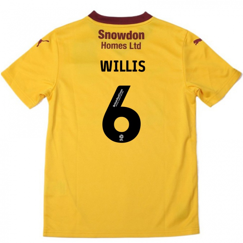 Niño Camiseta Jordan Willis #6 Naranja Borgoña 2ª Equipación 2024/25 La Camisa Argentina