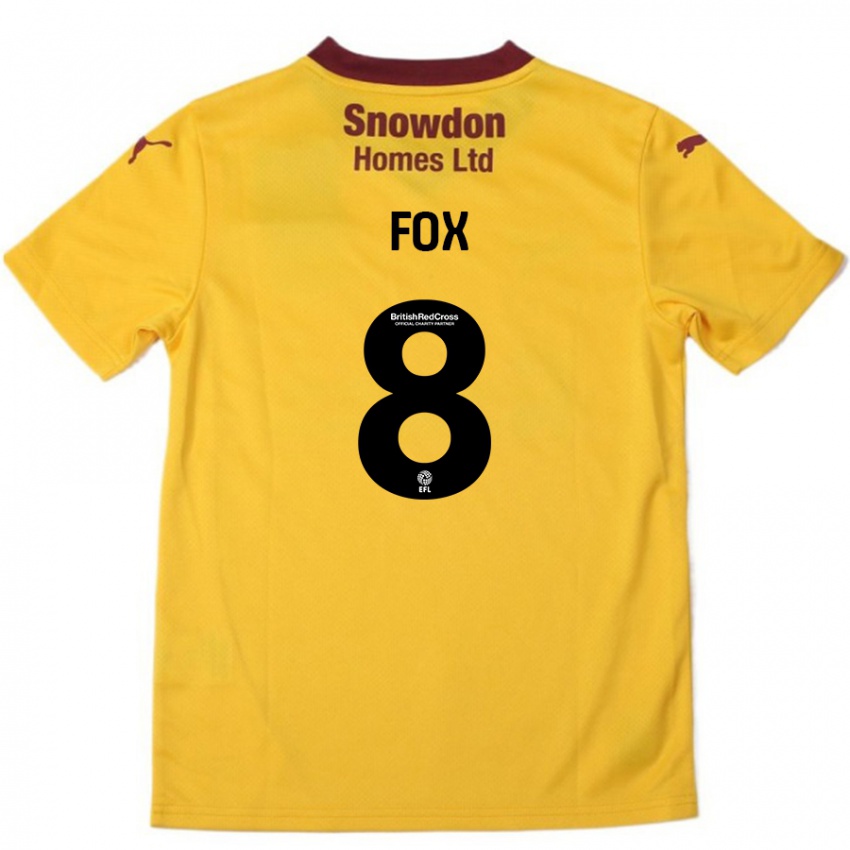 Niño Camiseta Ben Fox #8 Naranja Borgoña 2ª Equipación 2024/25 La Camisa Argentina