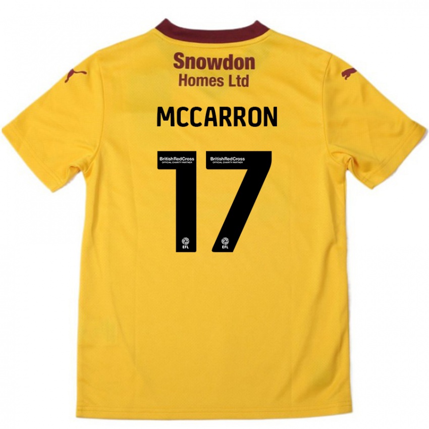 Niño Camiseta Liam Mccarron #17 Naranja Borgoña 2ª Equipación 2024/25 La Camisa Argentina