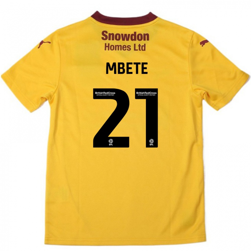 Niño Camiseta Luke Mbete #21 Naranja Borgoña 2ª Equipación 2024/25 La Camisa Argentina